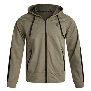 SPYDER Mens Tech Double Knit Zip up hoodie - Brown Stone